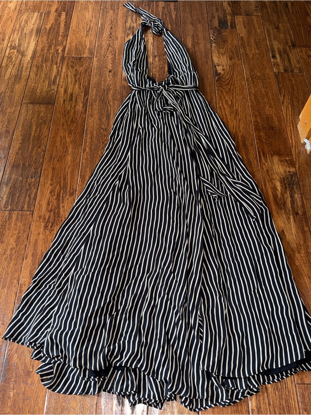 Reformation Black & White Striped Halter Maxi Dress Sz Small - Like New!